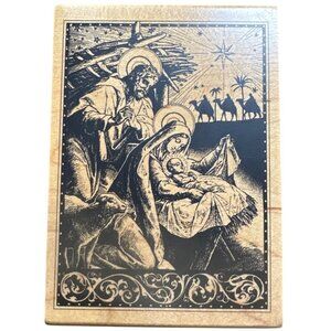 Inkadinkado Nativity Scene Christmas Stamp Wood Mounted Rubber Stamp